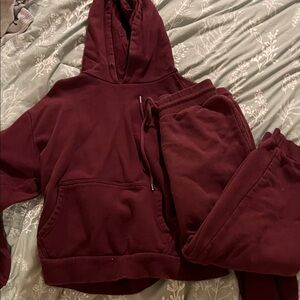 Fashion Nova Burgundy Hoodie and Sweatpants Set